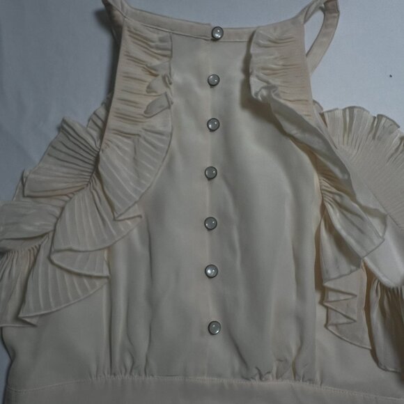 Tibi New York Ruffled Crepe de Chine Silk Halter Midi Dress Ivory White Size 10 - Picture 11 of 15